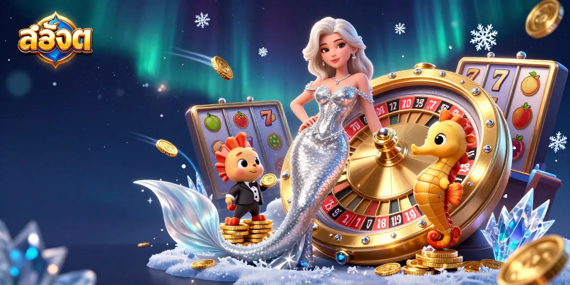 Experience excitement in สล็อต with a glamorous mermaid and a charming seahorse by the roulette wheel.