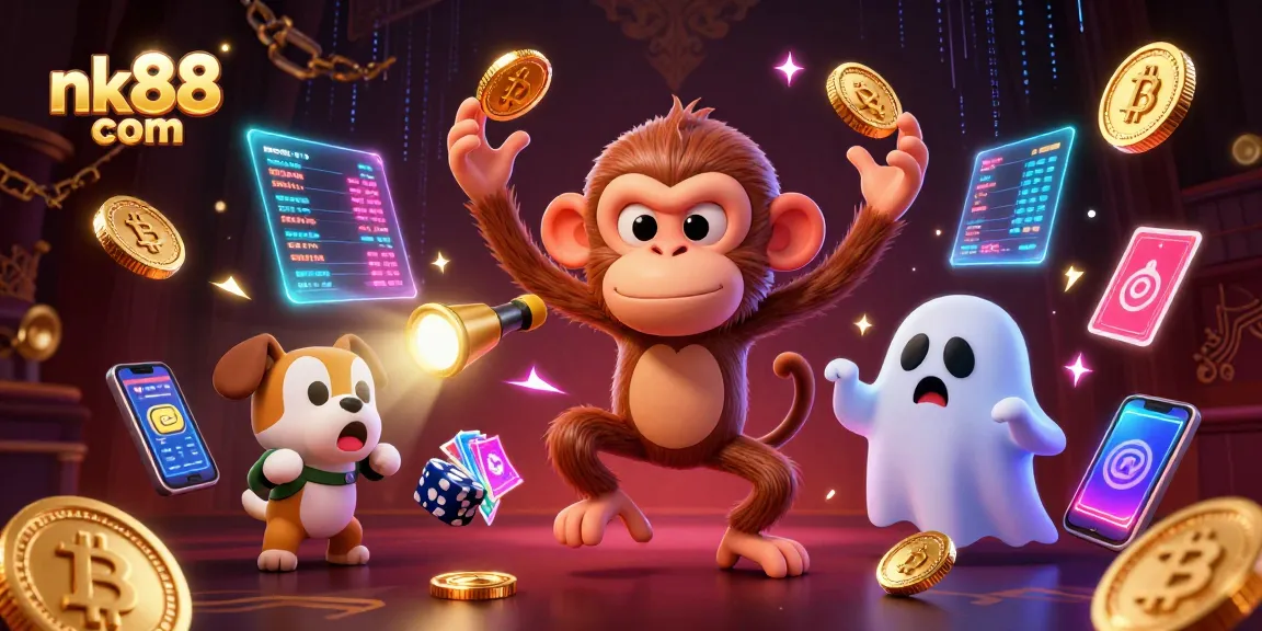 Experience the thrill of nk88 com as a mischievous poltergeist monkey juggles golden casino treasures.