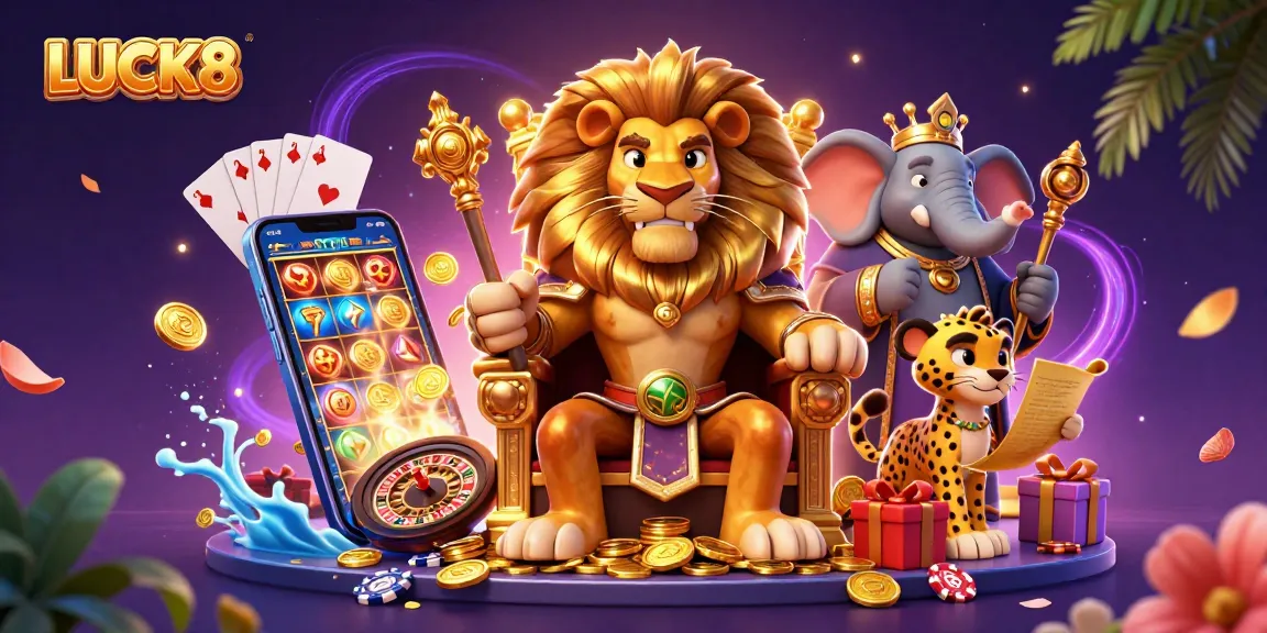 Engage with LUCK8's thrilling casino experience, featuring vibrant characters and exciting game elements.