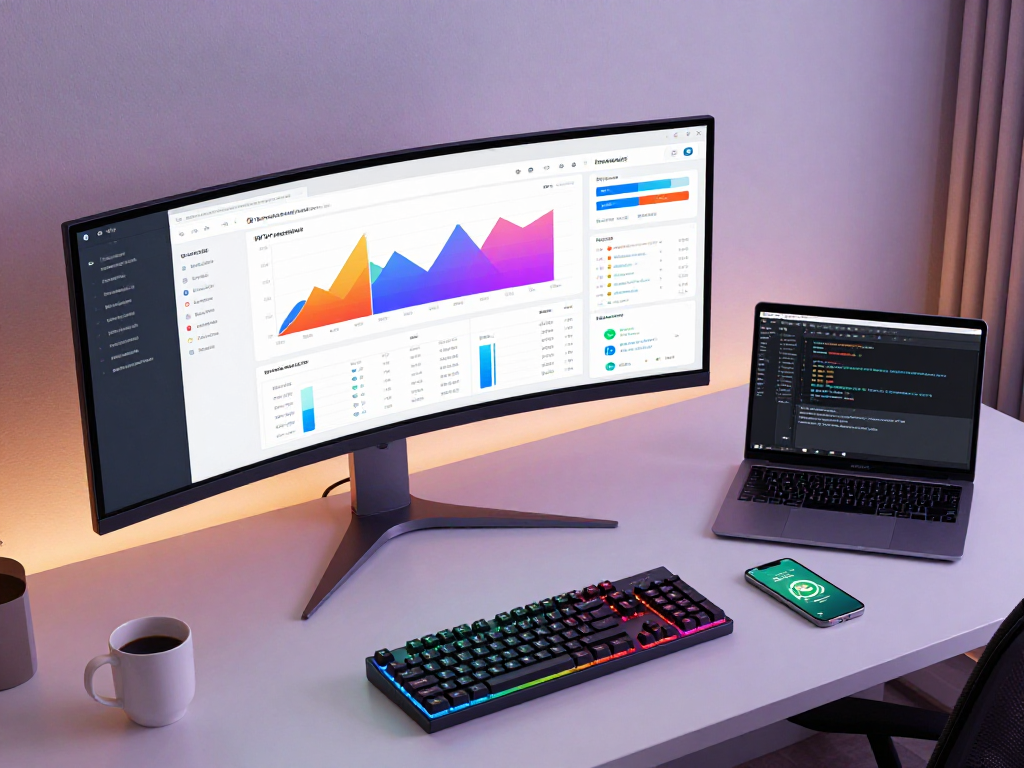 UK IPTV reseller dashboard showcasing modern technology with software analytics and digital platform functionalities.