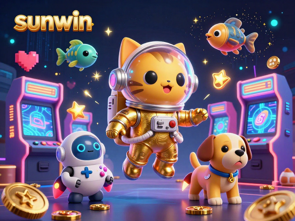 Activate winning potential with sunwin in a vibrant 3D cartoon casino scene.
