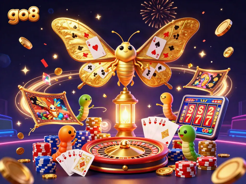 Spin the reels on go8 as golden coins and colorful poker chips electrify the scene!