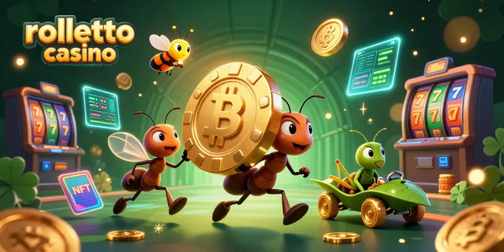 Engage with rolletto casino’s vibrant 3D illustration showcasing a heist through a dynamic casino scene.