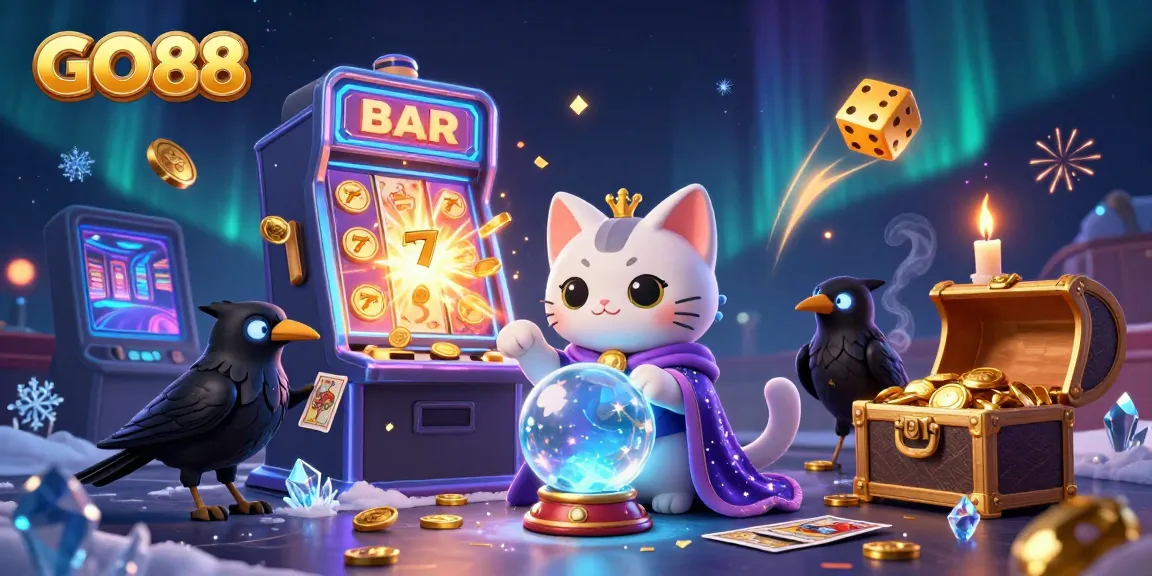 Experience jackpot thrills with GO88 at a vibrant slot machine scene featuring animated characters.