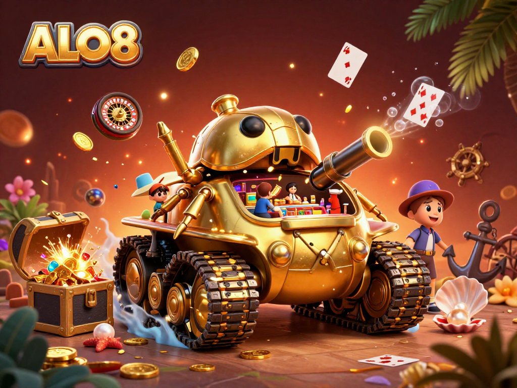 Experience the thrill of ALO8's miniature casino inside a fantastical beetle tank bursting with vibrant colors and action.