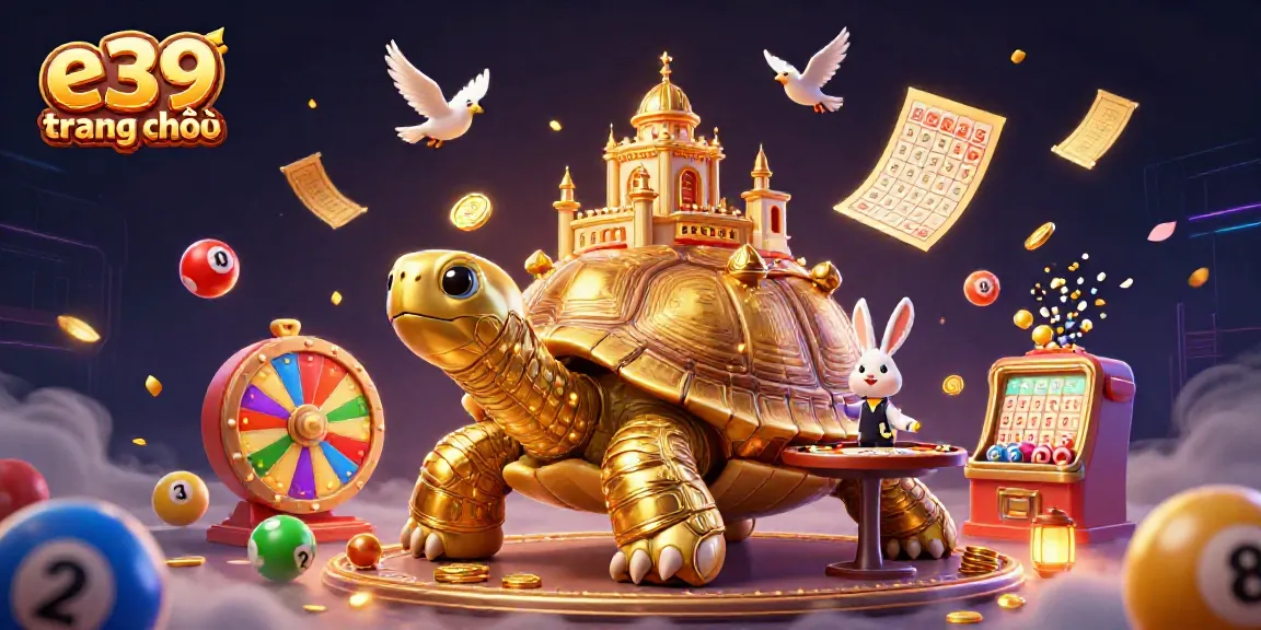 Engage with thrilling games on e39 trang chủ featuring a vibrant 3D casino scene with a golden tortoise.