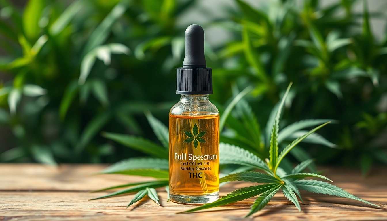 Showcasing full spectrum cbd oil with thc in a relaxing, natural setting.