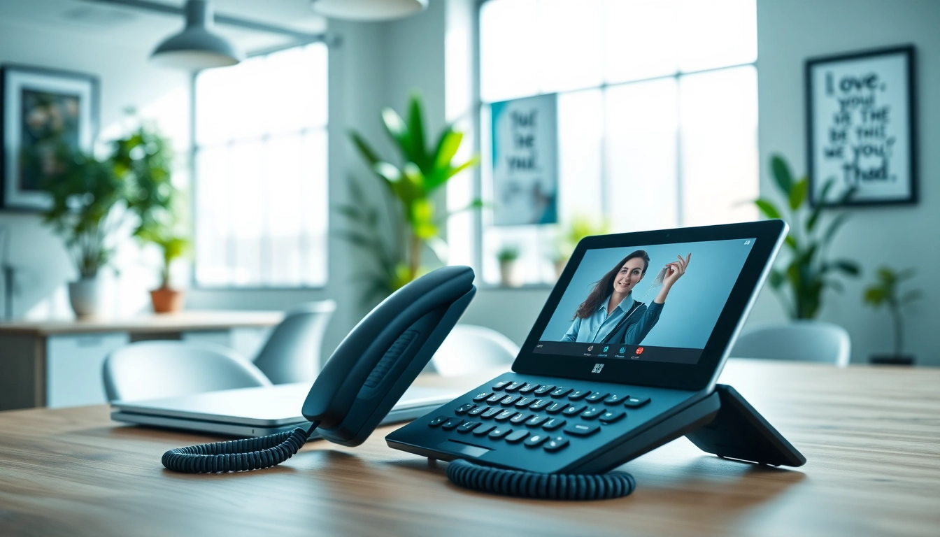 Showing cloud phone systems for small business in an organized office setup emphasizing efficiency.