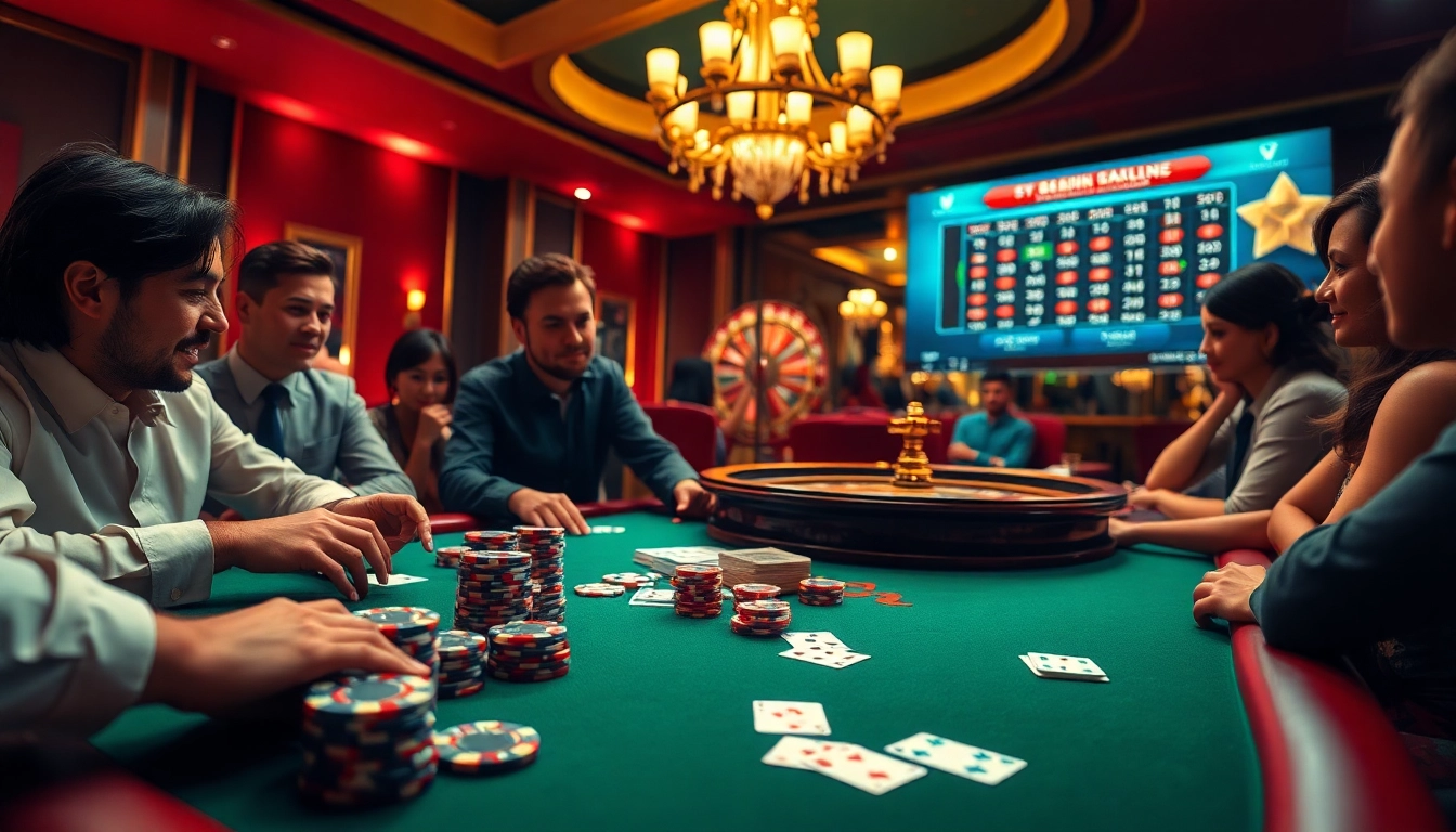 Engage with thrilling games at SV88s.pro, showcasing intense poker action and vibrant casino ambiance.