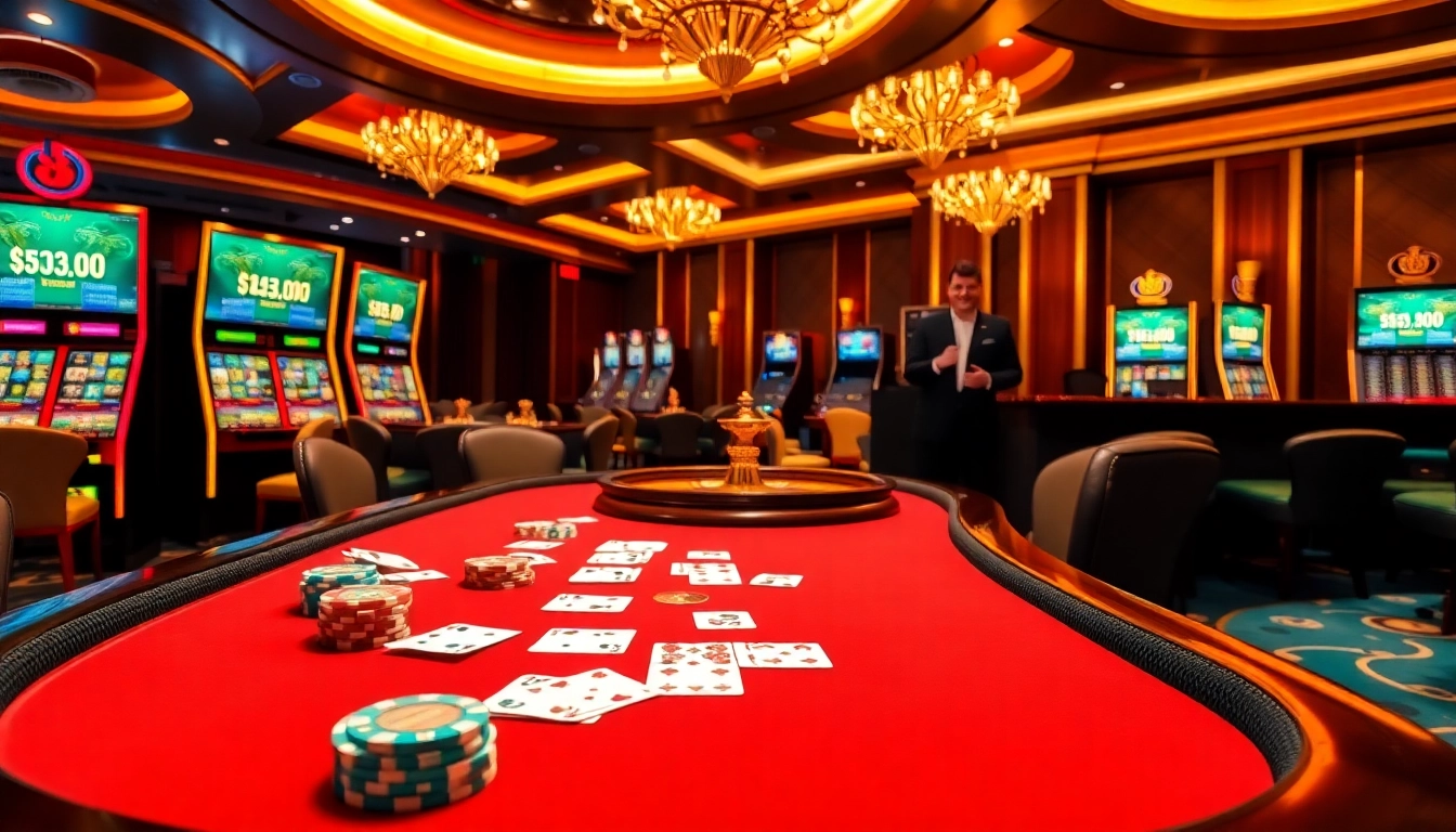 Exciting gaming action at tt88 casino featuring vibrant poker chips and a roulette wheel.