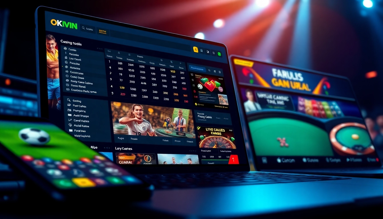 Interactive betting interface of okvipwin.live showcasing casino games and sports betting.