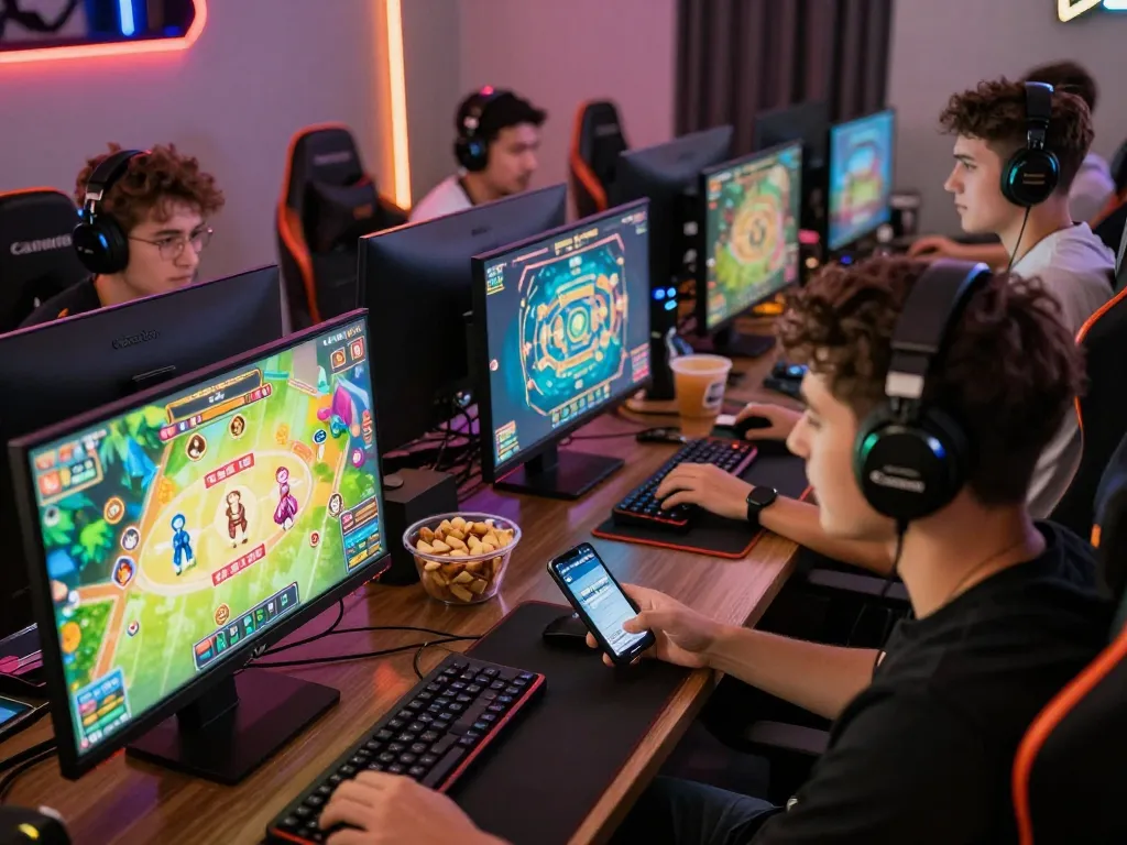 Engaging players enjoying tài xỉu online in a colorful gaming setup with ambient lighting.