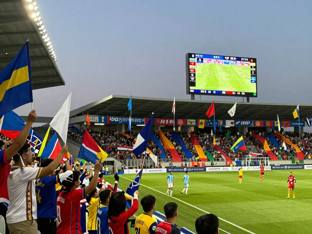 Exciting kèo bóng đá scene with fans cheering at a football match.