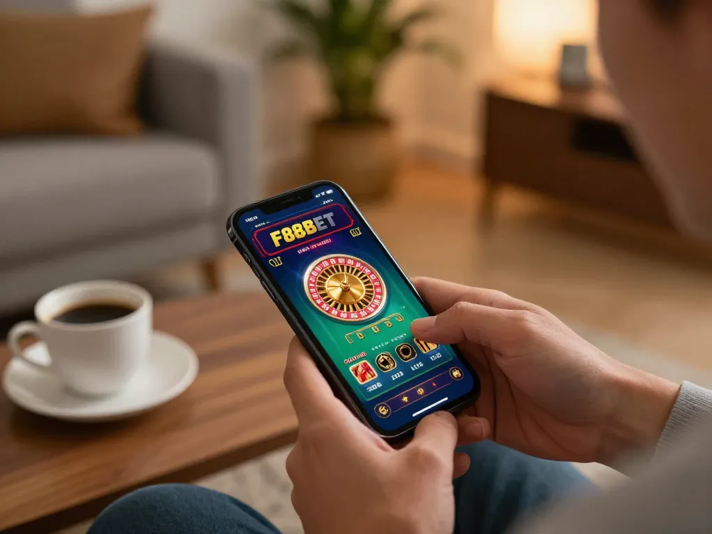 Engaging with the F88BET mobile app for an exciting online gambling experience.