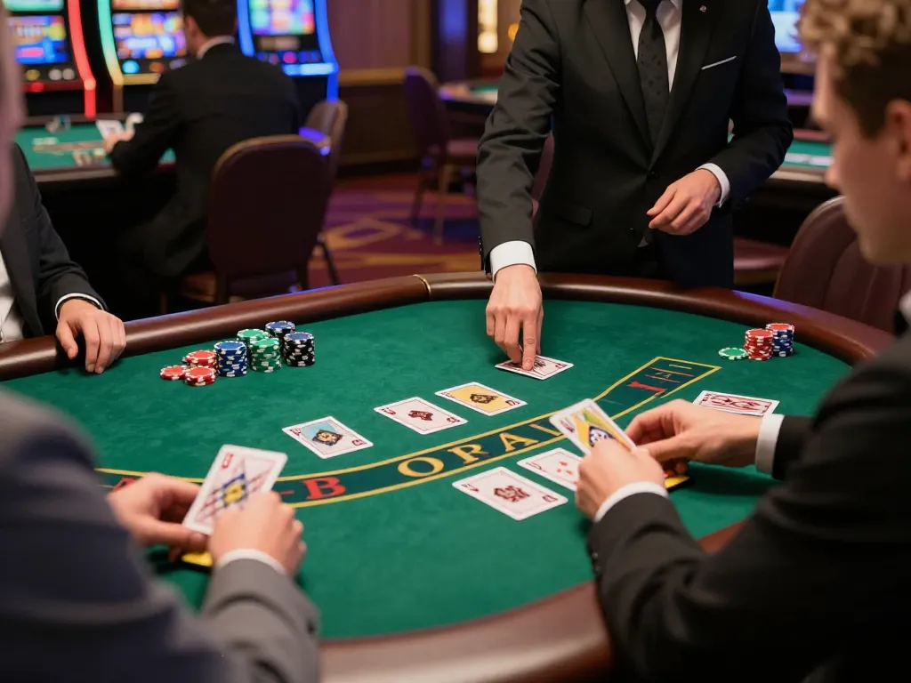 Engaging blackjack players at a ve88 casino table with strategic gameplay in action