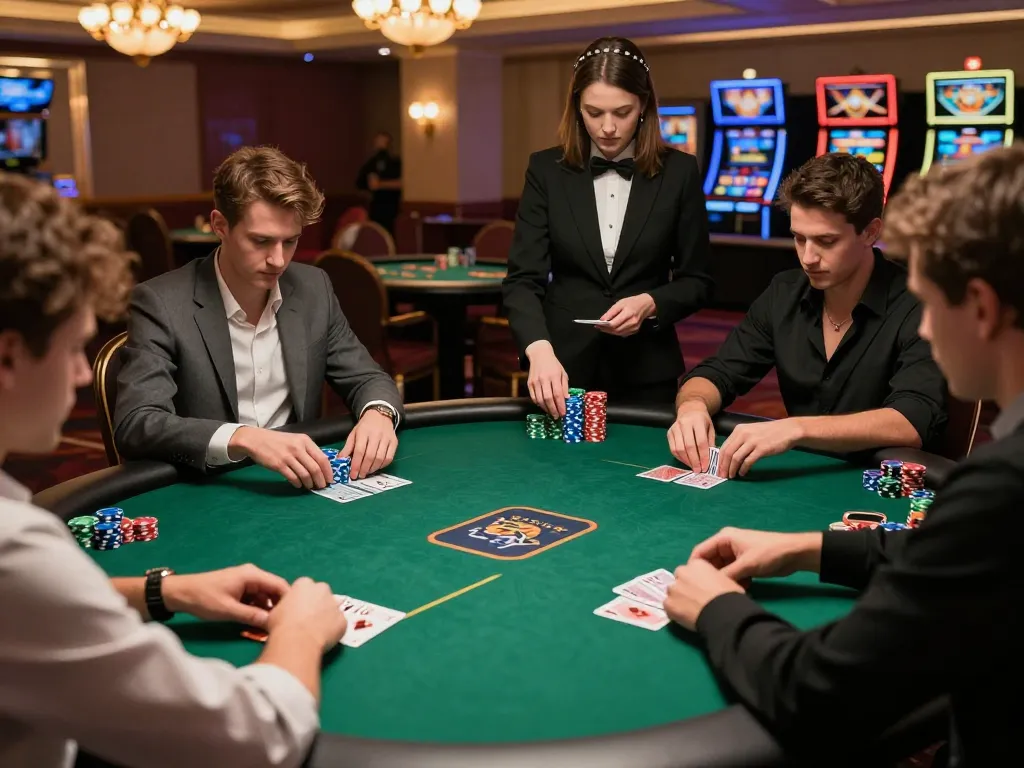 Experience the thrill of max88 poker strategies in a luxury casino environment with players engaged in intense gameplay.