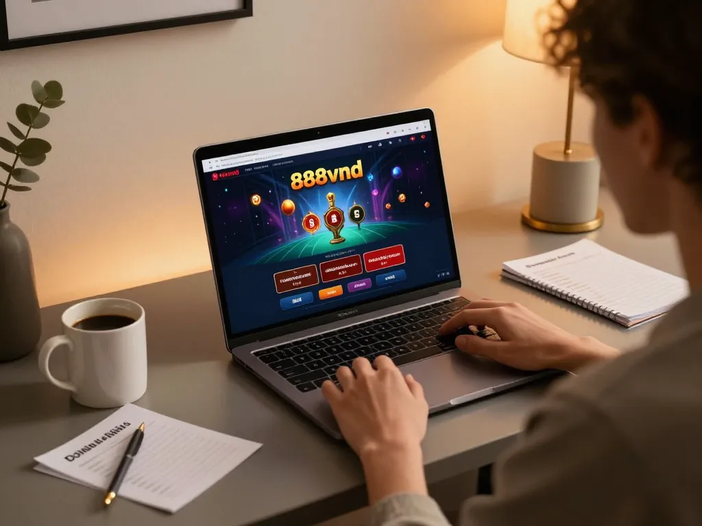 Experience immersive online gaming with 888vnd in a comfortable home setup.