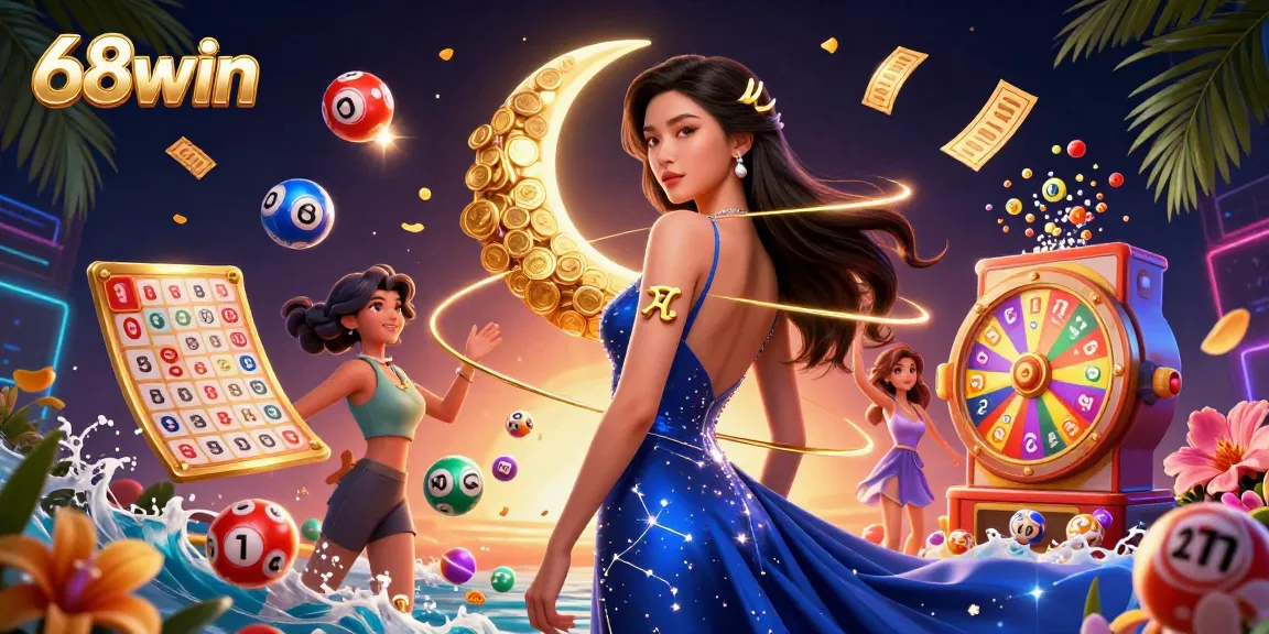 Engage with 68win's vibrant lottery and jackpot scene filled with action and excitement.