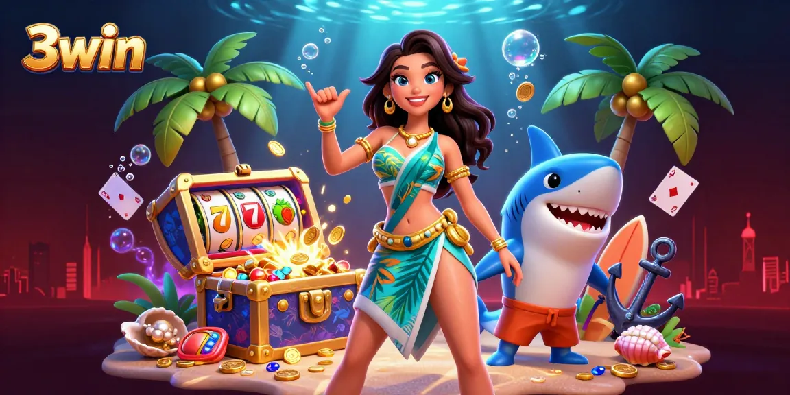Engage in thrilling gameplay at 3win with vibrant slot reels and tropical charm.