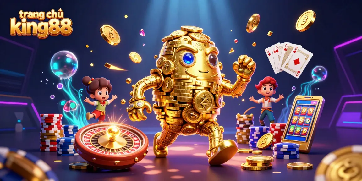 Engaging gameplay at trang chủ king88 featuring golden golem, casino games, and vibrant elements.