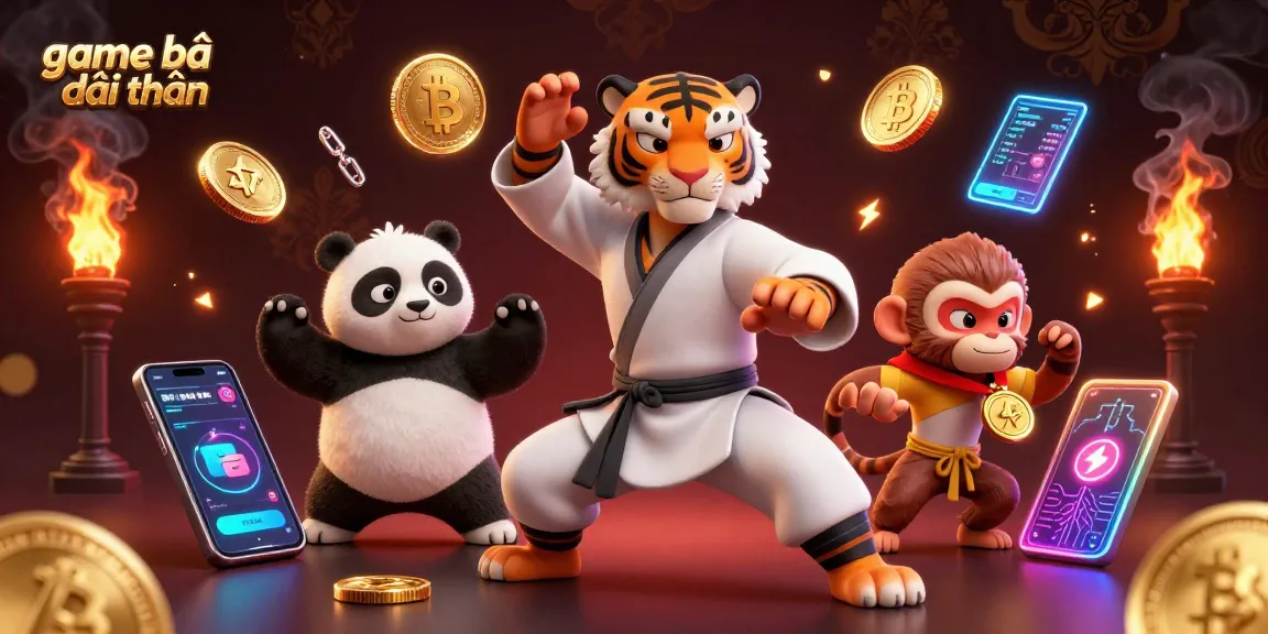 Engaging game bài đổi thưởng scene with vibrant characters and cryptocurrency elements illustrating casino excitement