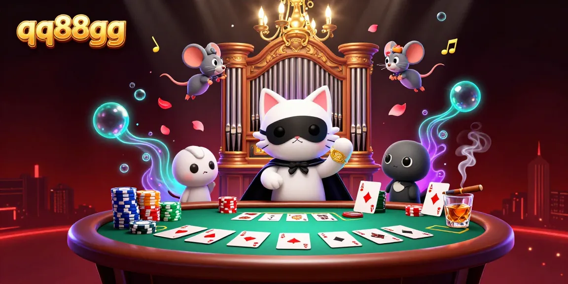 Engage in thrilling gambling at qq88gg with vibrant casino characters and dynamic poker setups.