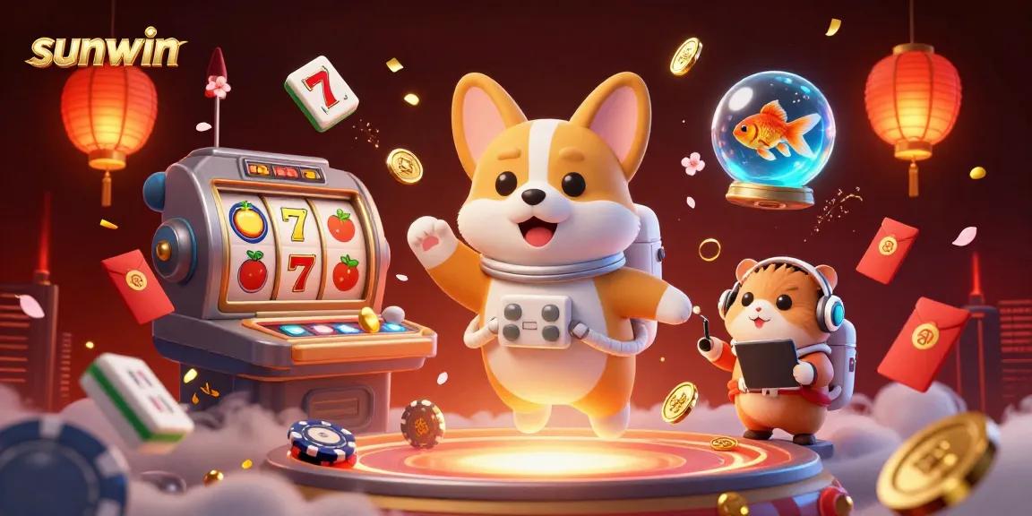 Engage with sunwin's thrilling slot games in a vibrant 3D casino setting.
