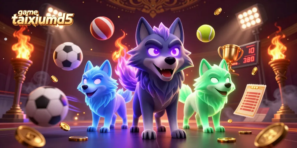 Experience thrilling moments with game taixiumd5, showcasing dynamic wolf characters and vibrant betting elements.