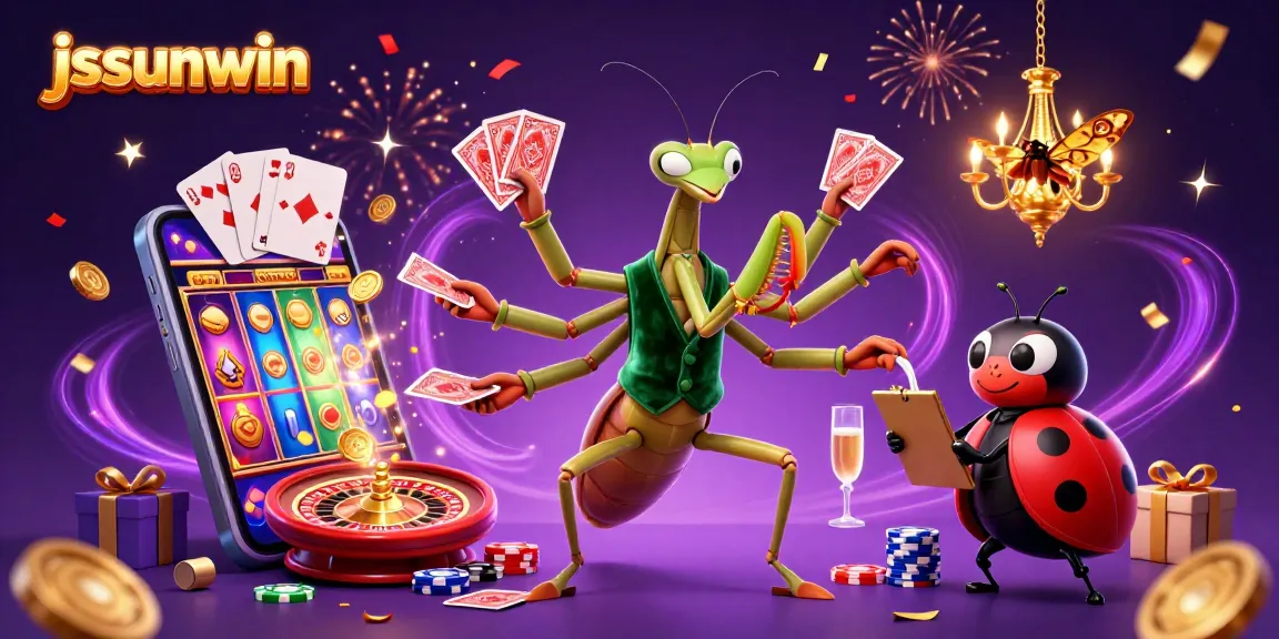 Experience excitement at jssunwin with a vibrant casino scene showcasing gaming characters and thrilling elements.