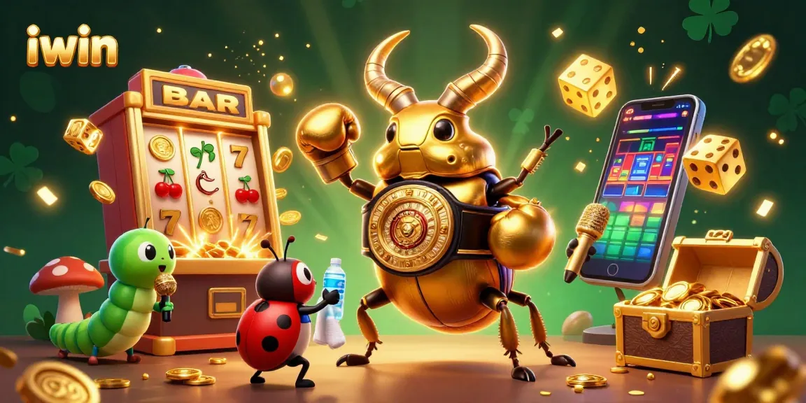 Engage in exciting games at iwin with vibrant slot machines bursting with coins and dynamic characters.