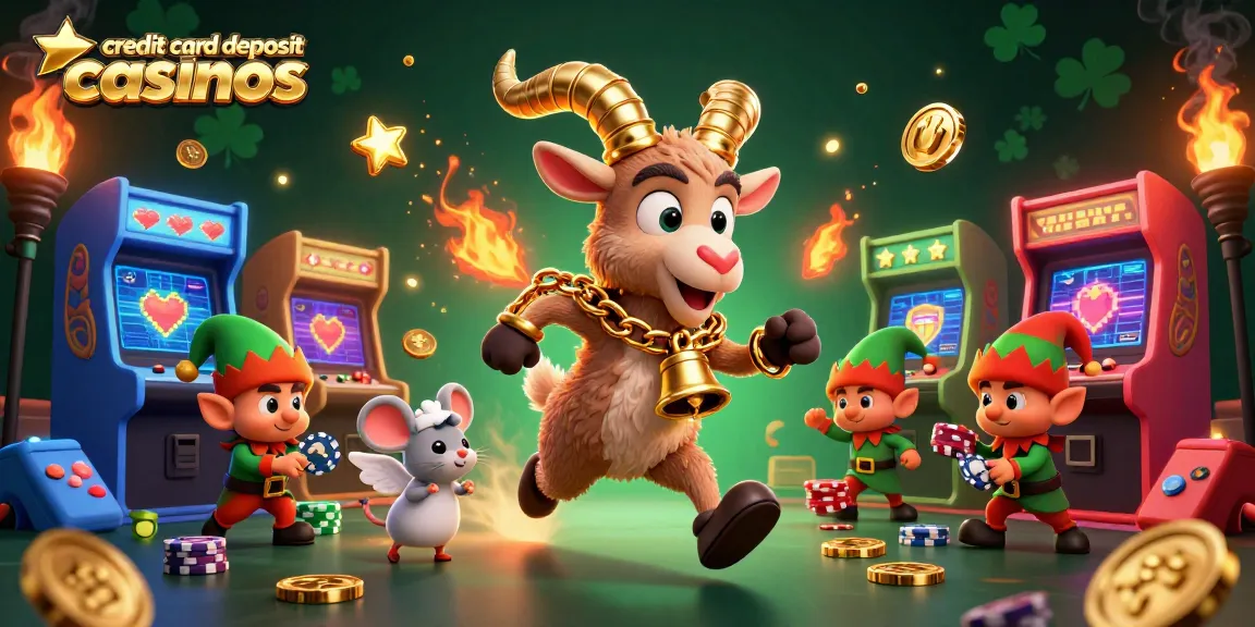 Engaging illustration of credit card deposit casinos with Krampus and festive casino elements.