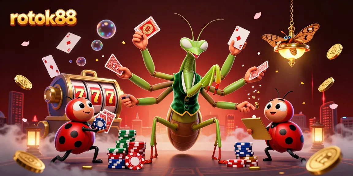 Engage in thrilling gameplay with rokok88 as the vibrant casino scene showcases rich visuals and energetic characters.