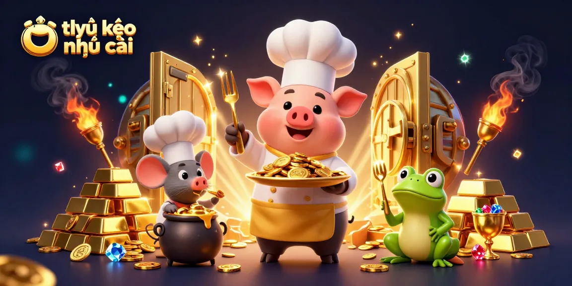 Play and win with tỷ lệ kèo nhà cái in this vibrant 3D casino scene featuring chef characters.