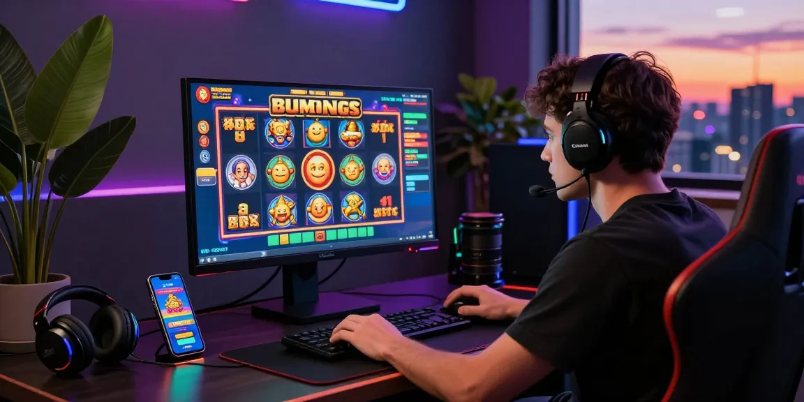 Exciting gameplay on bonus buy slots at aboutderbyshire.co.uk, featuring a player engaged at a modern gaming setup with vibrant graphics.
